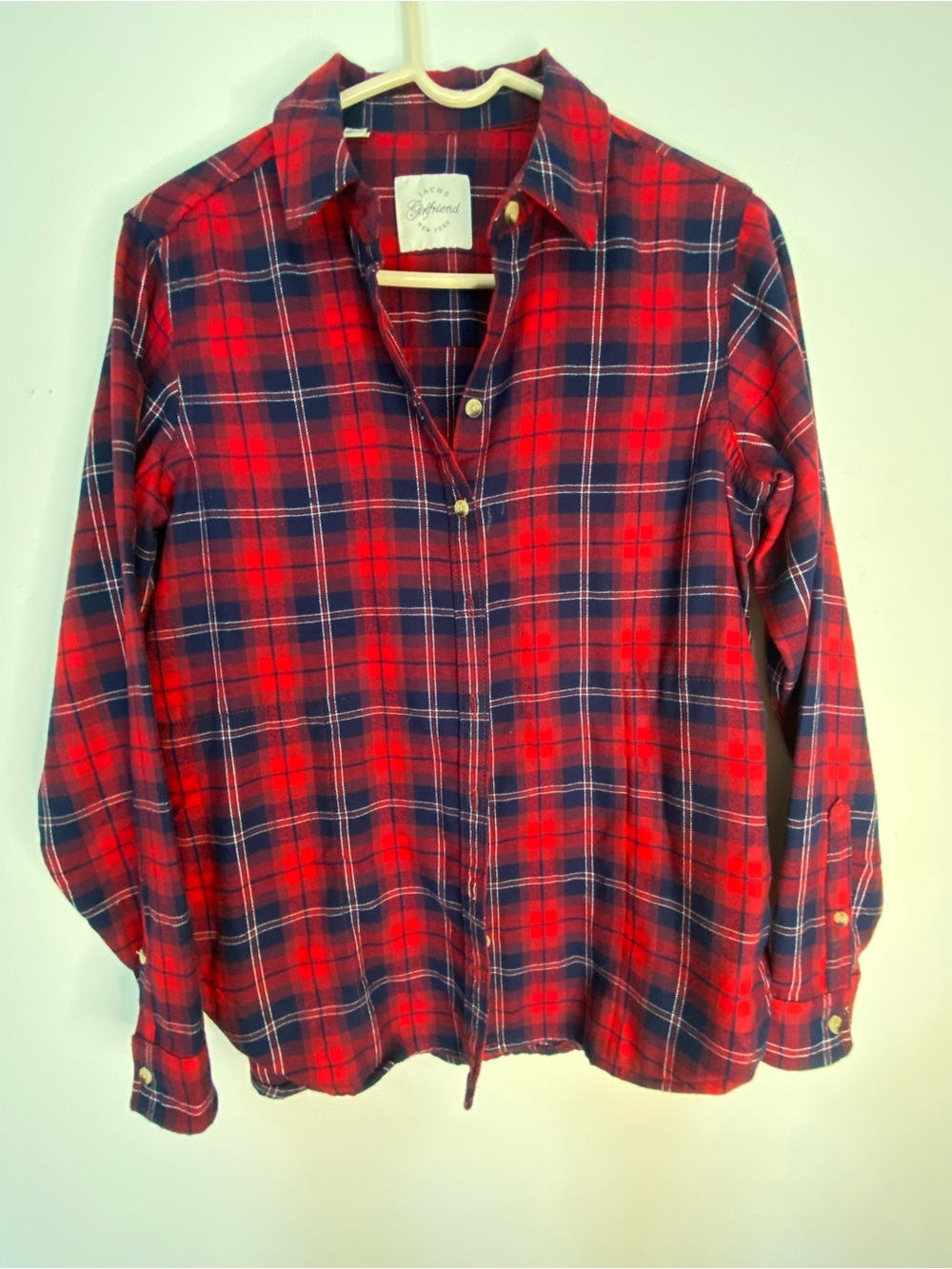 Jachs Women’s Flannel Shirt in Vibrant Red and Navy Plaid